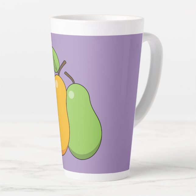 Caneca De Café Latte Peras Amarelas e Verdes (Ângulo direito)