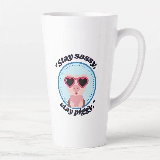 Caneca De Café Latte permanecer atrevida citação porca (Direita)