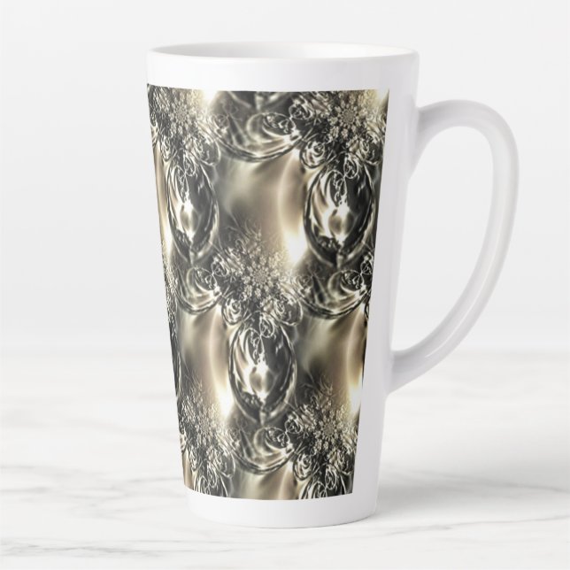 Caneca De Café Latte Pérolas Douradas (Direita)