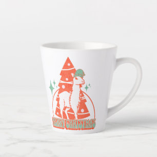 Caneca De Café Latte Personagem Animal de Natal Alpaca Llama Retro