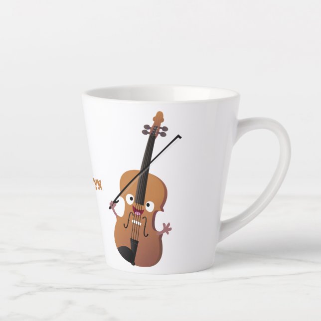 Caneca De Café Latte Personagem de desenho animado musical de violino e (Direita)