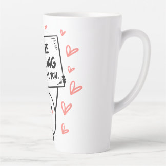 Caneca De Café Latte personagem de som com um rosto sorridente