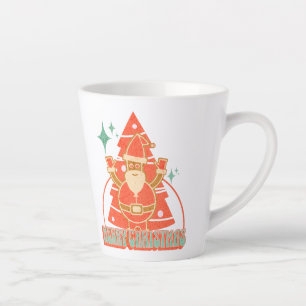 Caneca De Café Latte Personagem Divertido de Árvore de Natal do Papai N