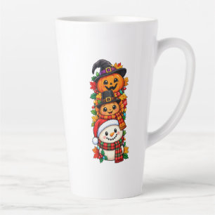 Caneca De Café Latte Personagens de Feriado Empilhados