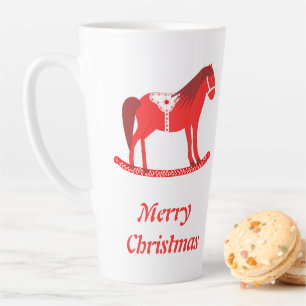 Caneca De Café Latte Personalização de Cavalo Fogueiro de Natal escandi