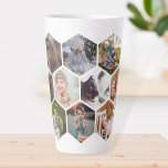 Caneca De Café Latte Personalizadas Fotos Personalizadas da Família Hon<br><div class="desc">Crie a sua própria caneca personalizada de colagem fotográfica em forma de colmeia com as suas fotografias personalizadas.</div>