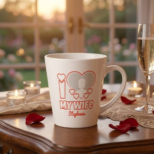 Caneca De Café Latte Personalizado Amo Minha Esposa - Adicionar Nome e