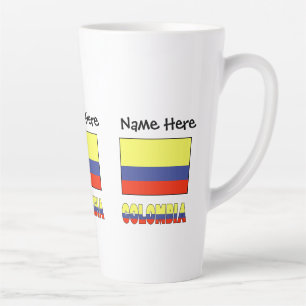 Caneca De Café Latte Personalizado Colômbia e Bandeira Colombiana