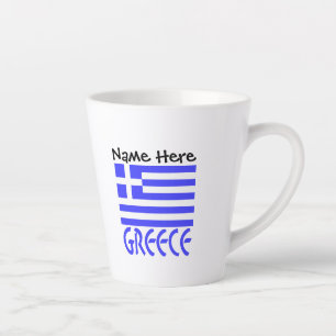 Caneca De Café Latte Personalizado com a Grécia e a Bandeira Grega