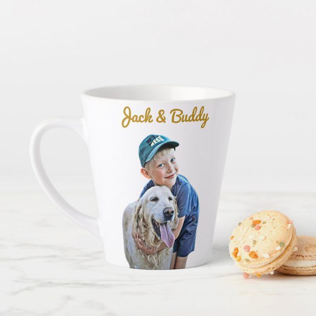 Caneca De Café Latte Personalizado Com Foto Do Cachorro E Imagem Do Pro (In Situ)