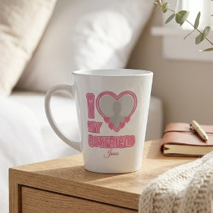 Caneca De Café Latte Personalizado Eu Amo Meu Namorado - Adicionar Foto