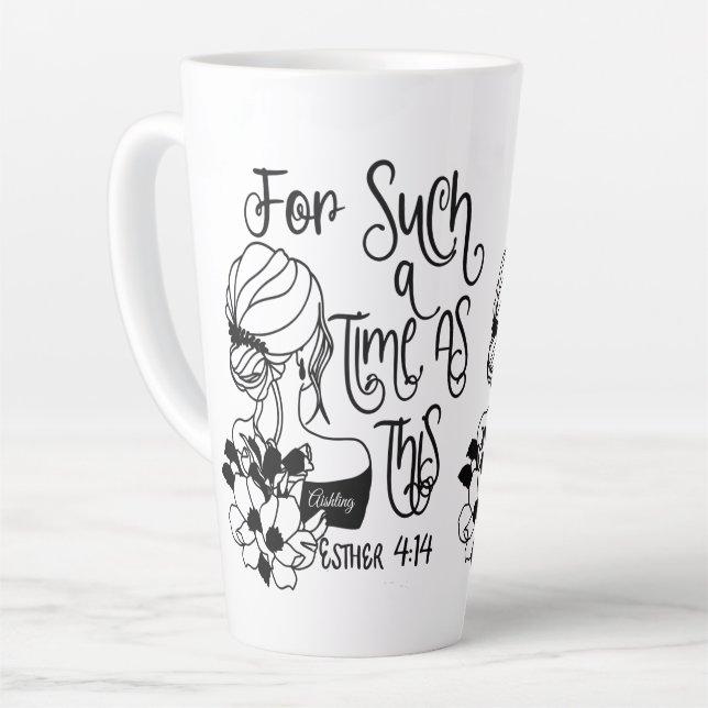 Caneca De Café Latte Personalizado Por Um Tempo Como Este Cristão (Ângulo esquerdo)