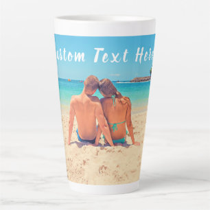 Caneca De Café Latte Personalizado seu álbum de fotos com texto persona
