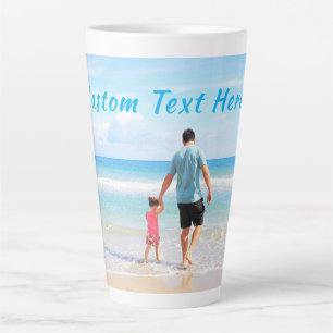Caneca De Café Latte PersonalizadoSua Fotografia Latte Mug com Texto Pe
