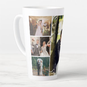 Caneca De Café Latte Personalizar 4 Colagem Personalizada de Fotos
