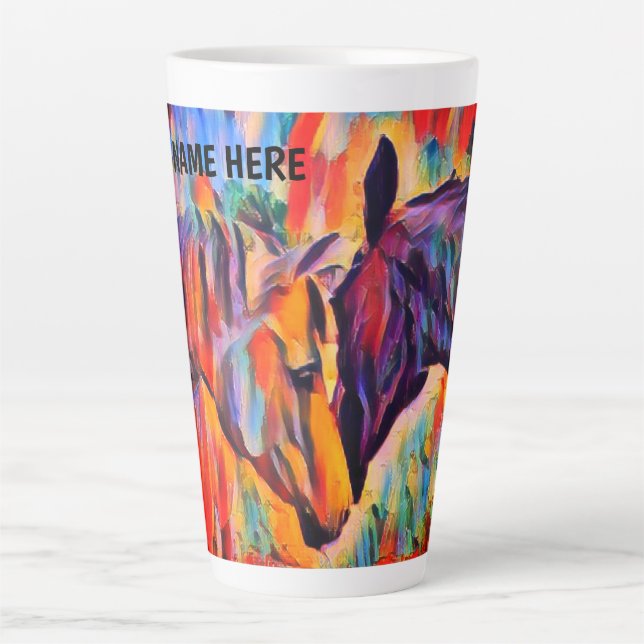 Caneca De Café Latte Personalizar amantes de cavalos Latte Mug (Frente)