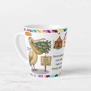 Caneca De Café Latte Personalizar: Bico brilhante do pelicano Pierre