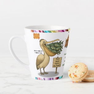 Caneca De Café Latte Personalizar: bico brilhante do pelicano Pierre