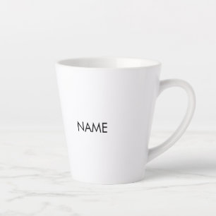Caneca De Café Latte Personalizar com nome, texto preto minimalista