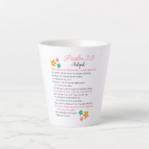 Caneca De Café Latte Personalizar Flores De Escritura De Bíblia Psalm 2