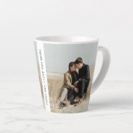 Caneca De Café Latte Personalizável 2 fotos com texto preto