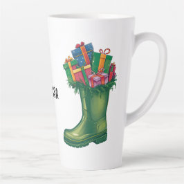 Caneca De Café Latte Personalize as Botas Novas do Papai Noel