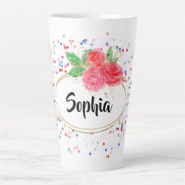 Caneca De Café Latte Personalize o copo, alegre e alegre nome personali