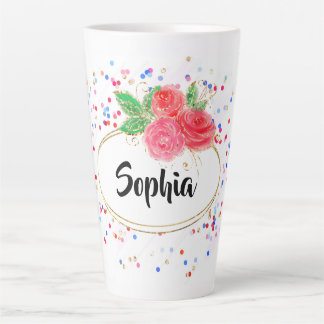 Caneca De Café Latte Personalize o copo, alegre e alegre nome personali