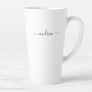 Caneca De Café Latte Personalize o Nome em Letra Preta