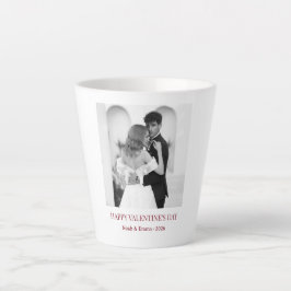 Caneca De Café Latte Personalized Couple Names & Year - Elegant Photo 