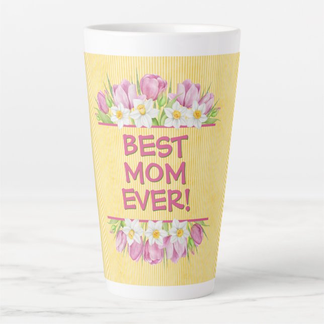 Caneca De Café Latte Personalized Floral Tulip and Daffodil (Frente)