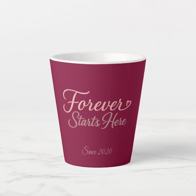 Caneca De Café Latte Personalized gift with the date Valentine's Day (Frente)
