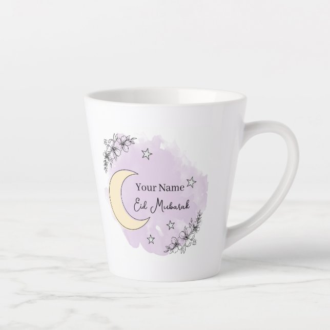 Caneca De Café Latte Personalized Lavender Eid Mubarak Coffee Mug (Direita)