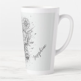 Caneca De Café Latte Personalized Map Compass Woman Art Vintage Chic