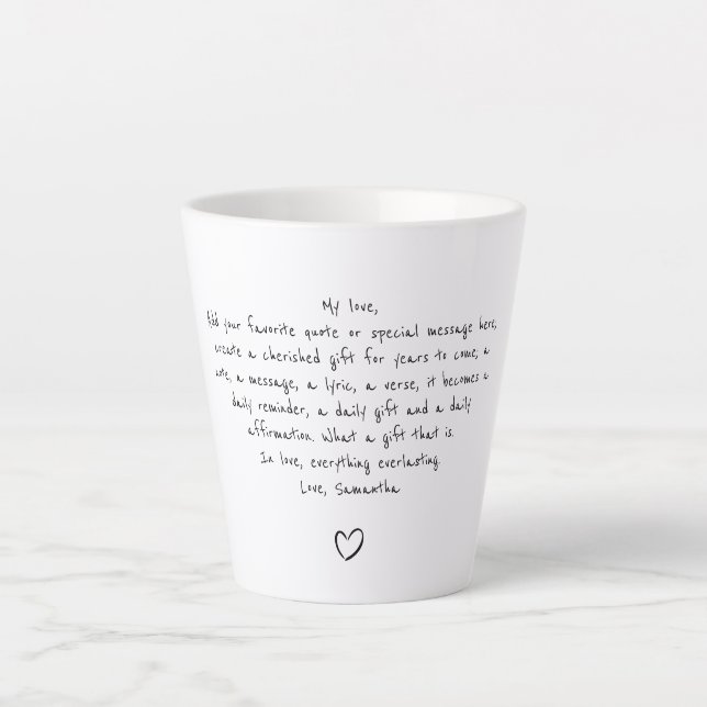 Caneca De Café Latte Personalized Quote Handwritten Coffee Tea (Frente)
