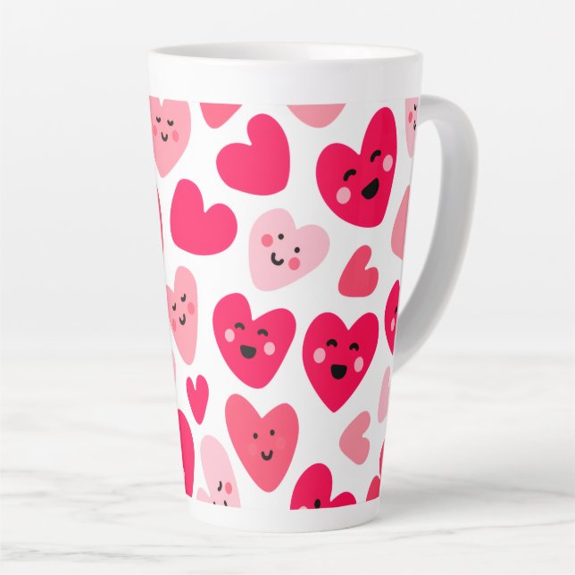 Caneca De Café Latte Personalized Red Heart Happy Valentine’s Day Lover (Ângulo direito)
