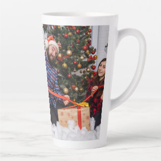 Caneca De Café Latte Personalized Two Sided Family Christmas Photo