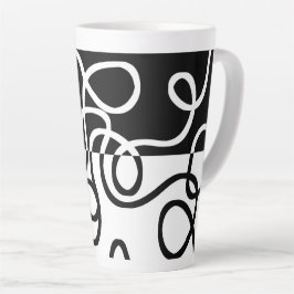 Caneca De Café Latte Persuasão linear I: Abstrato preto e branco