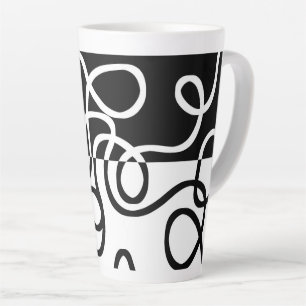 Caneca De Café Latte Persuasão linear I: Abstrato preto e branco