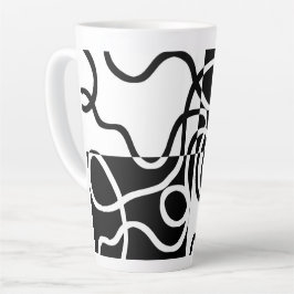 Caneca De Café Latte Persuasão linear II: Abstrato preto e branco