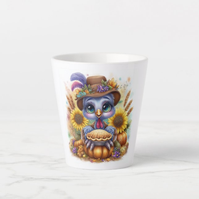 Caneca De Café Latte Peru de Outono Fofo (Frente)