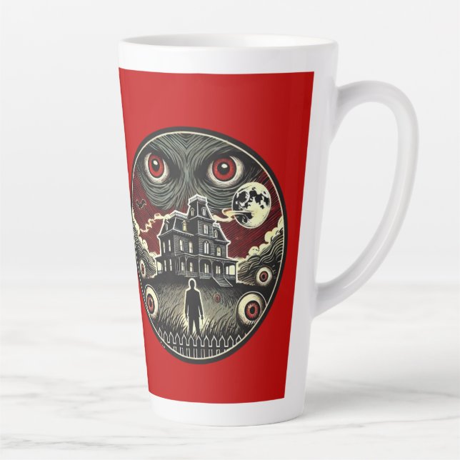 Caneca De Café Latte Pesadelos Assombrados Halloween (Direita)