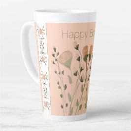 Caneca De Café Latte Pêssego com Floral