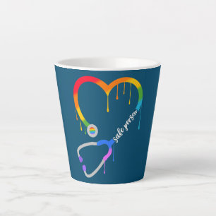 Caneca De Café Latte Pessoa Segura Coração Estetoscópio Enfermeira CNA