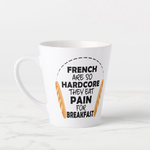 Caneca De Café Latte Pessoas Francesas Comem Dor Para O Pão Engraçado D