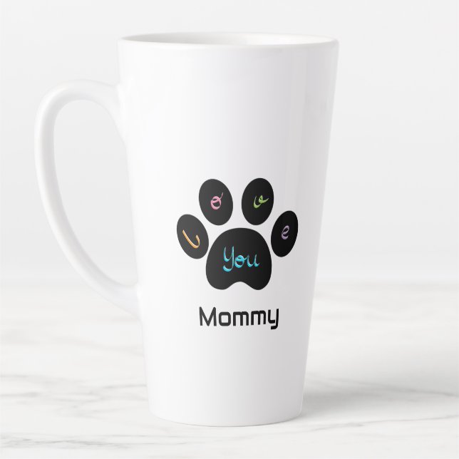 Caneca De Café Latte Pet Paw Dog / Cat Love You Latg (Esquerda)
