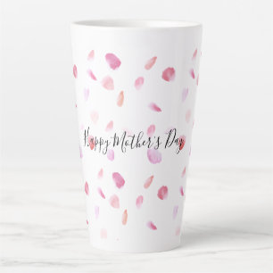 Caneca De Café Latte Pétalas de Rosa de cor rosa aquarela