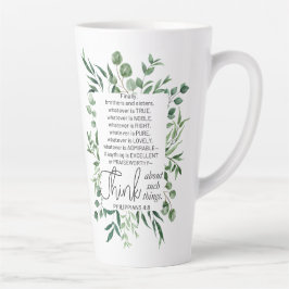 Caneca De Café Latte Philippians 4:8 O que quer que seja Nobre Eucalypt