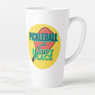 Caneca De Café Latte Pickleball é o meu humor de lugar feliz