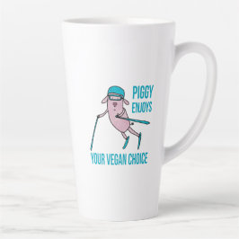Caneca De Café Latte Piggy Enjoys Your Vegan Choice - 